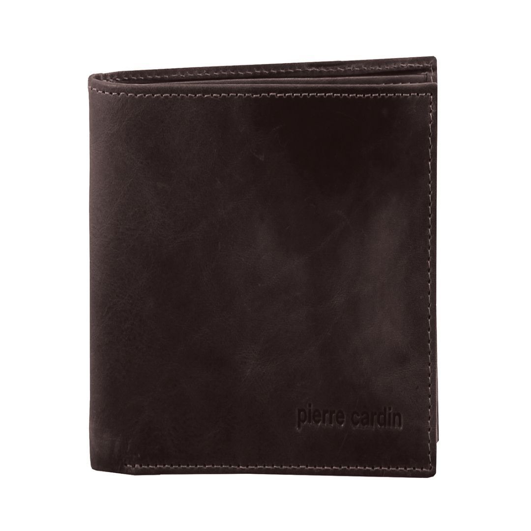 Pierre Cardin Rustic Leather Tri-Fold Wallet Black | ZKAPD6738