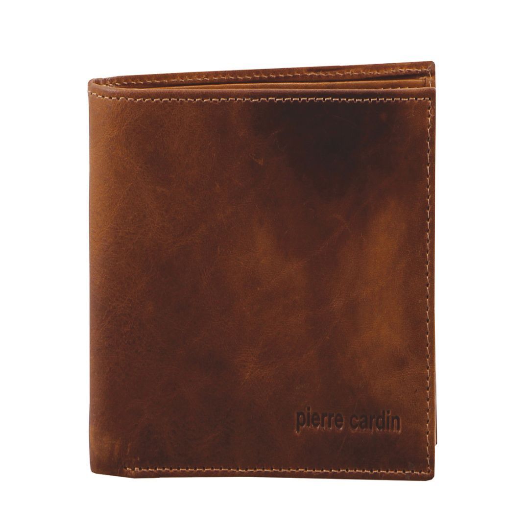 Pierre Cardin Rustic Leather Tri-Fold Wallet Brown | RGIOV1309