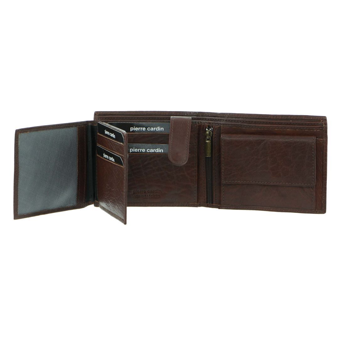 Pierre Cardin Rustic Leather Tri-Fold Wallet Brown | MFBJZ7160