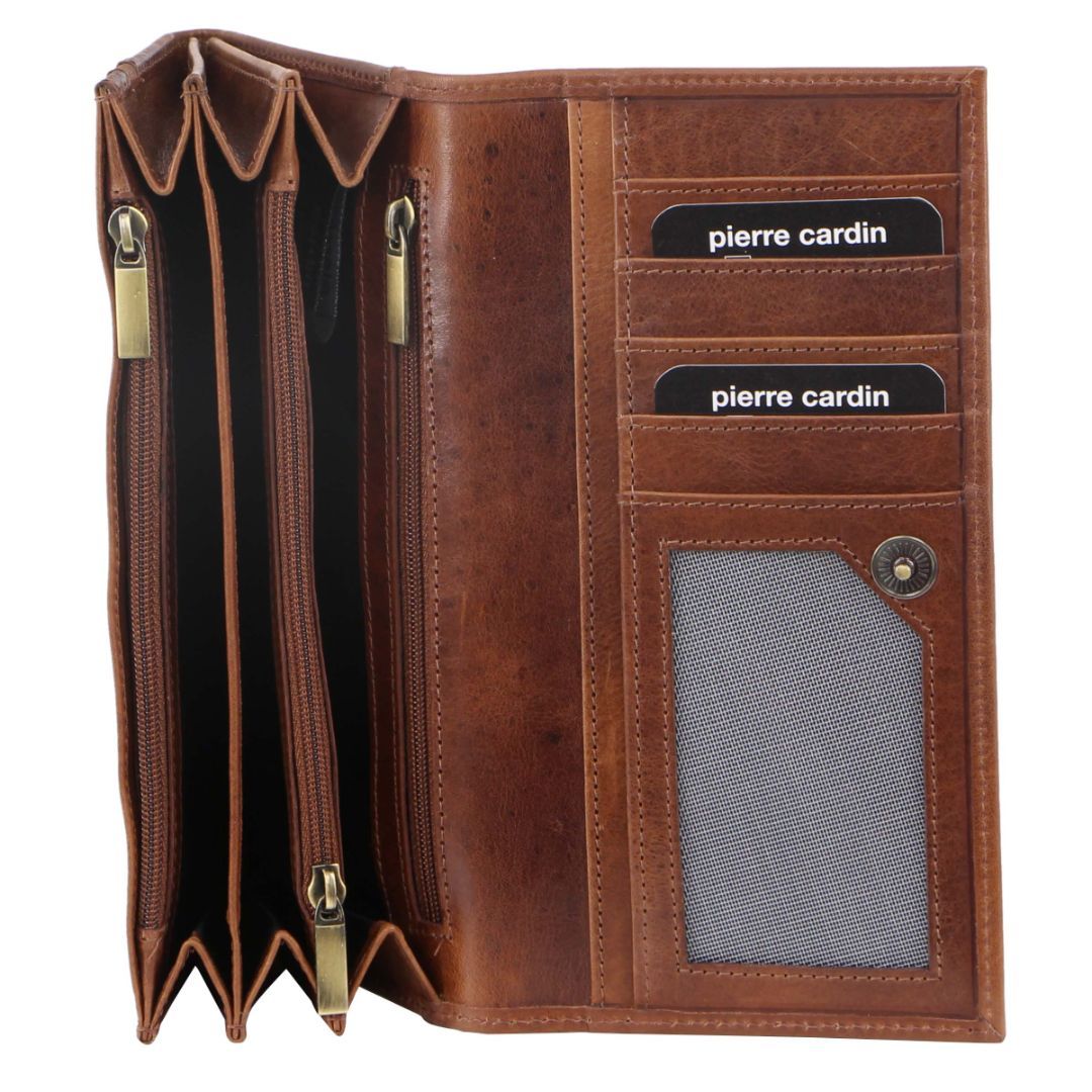 Pierre Cardin Rustic Leather Wallet Brown | JBEMT1089