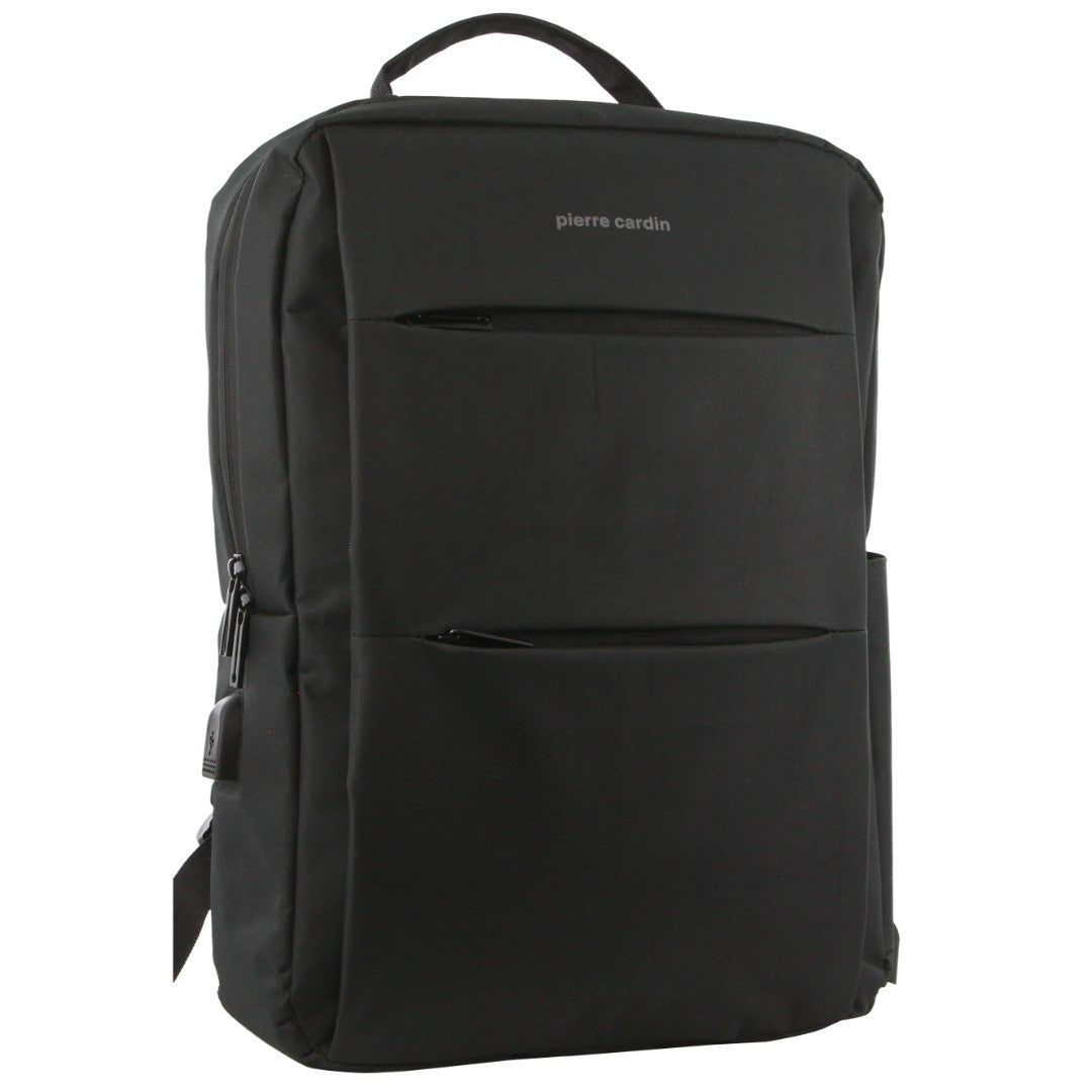 Pierre Cardin Travel & Business Backpack with Built-in USB Port Black | HSVPQ7956