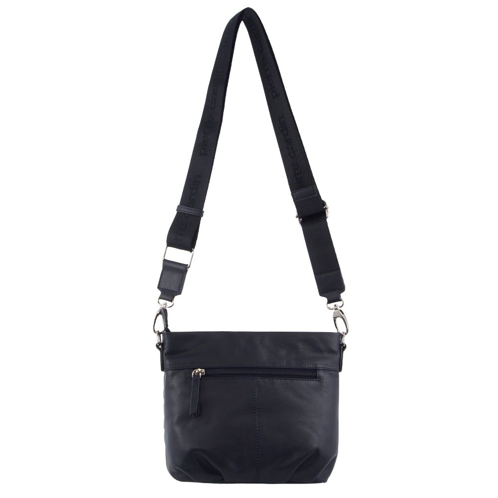 Pierre Cardin Webbing Strap Leather Crossbody Bag Navy | HAFDK6537