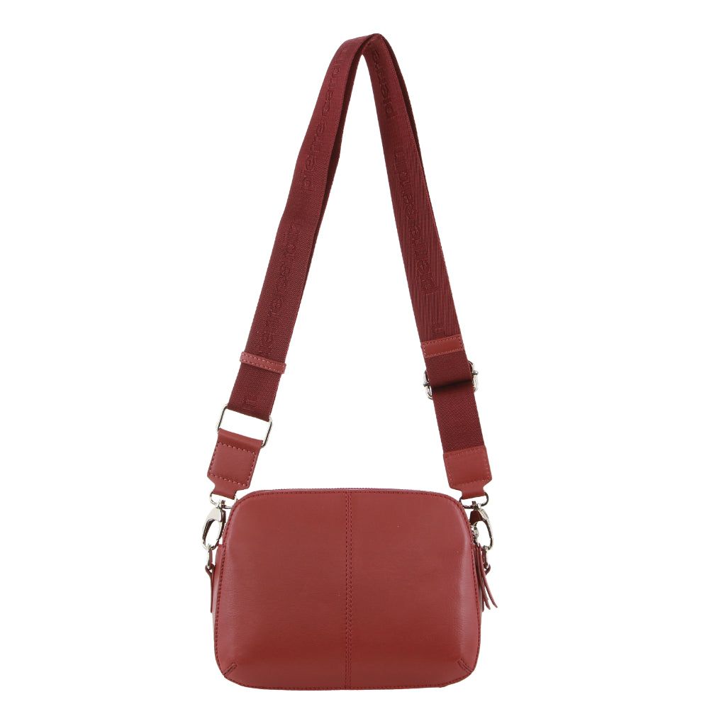 Pierre Cardin Webbing Strap Leather Crossbody Bag Marsala | WSAYB1097