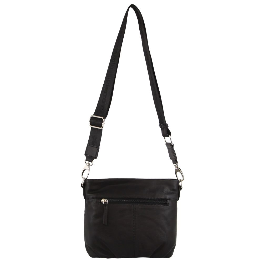 Pierre Cardin Webbing Strap Leather Crossbody Bag Black | LSDZN2408