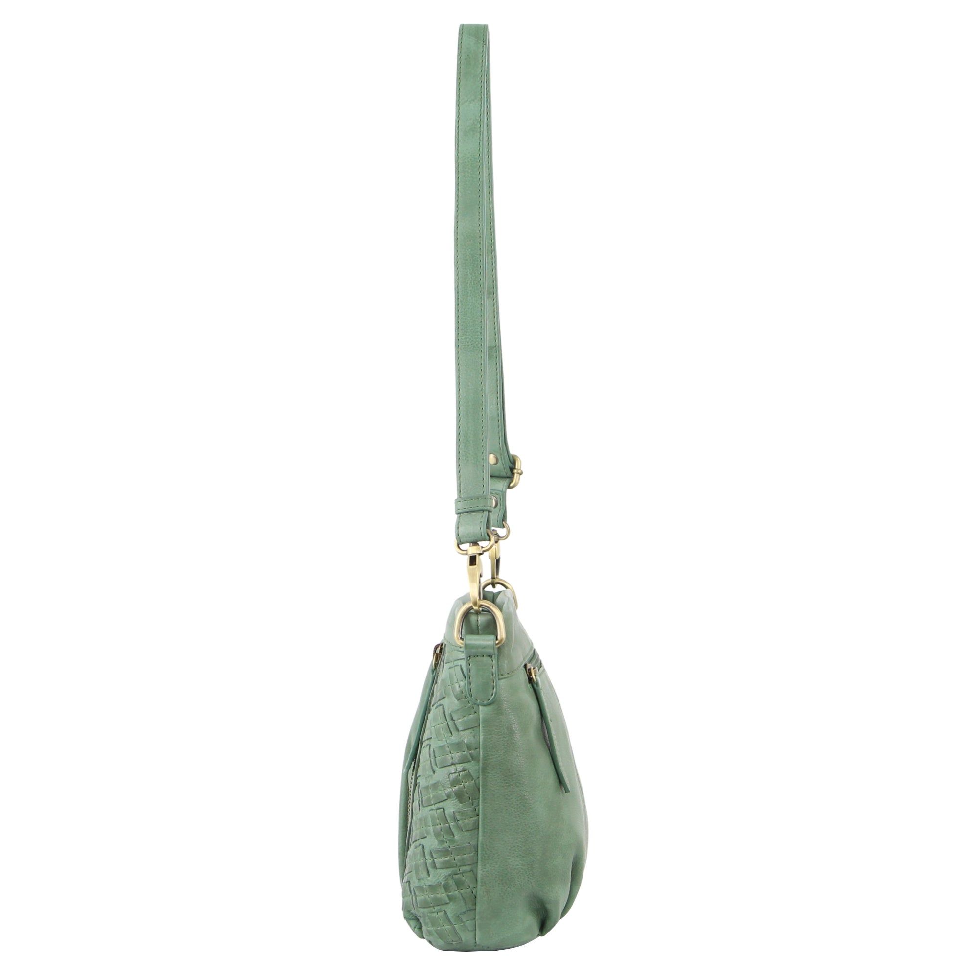 Pierre Cardin Woven Embossed Leather Crossbody Bag Green | GAWJX0126