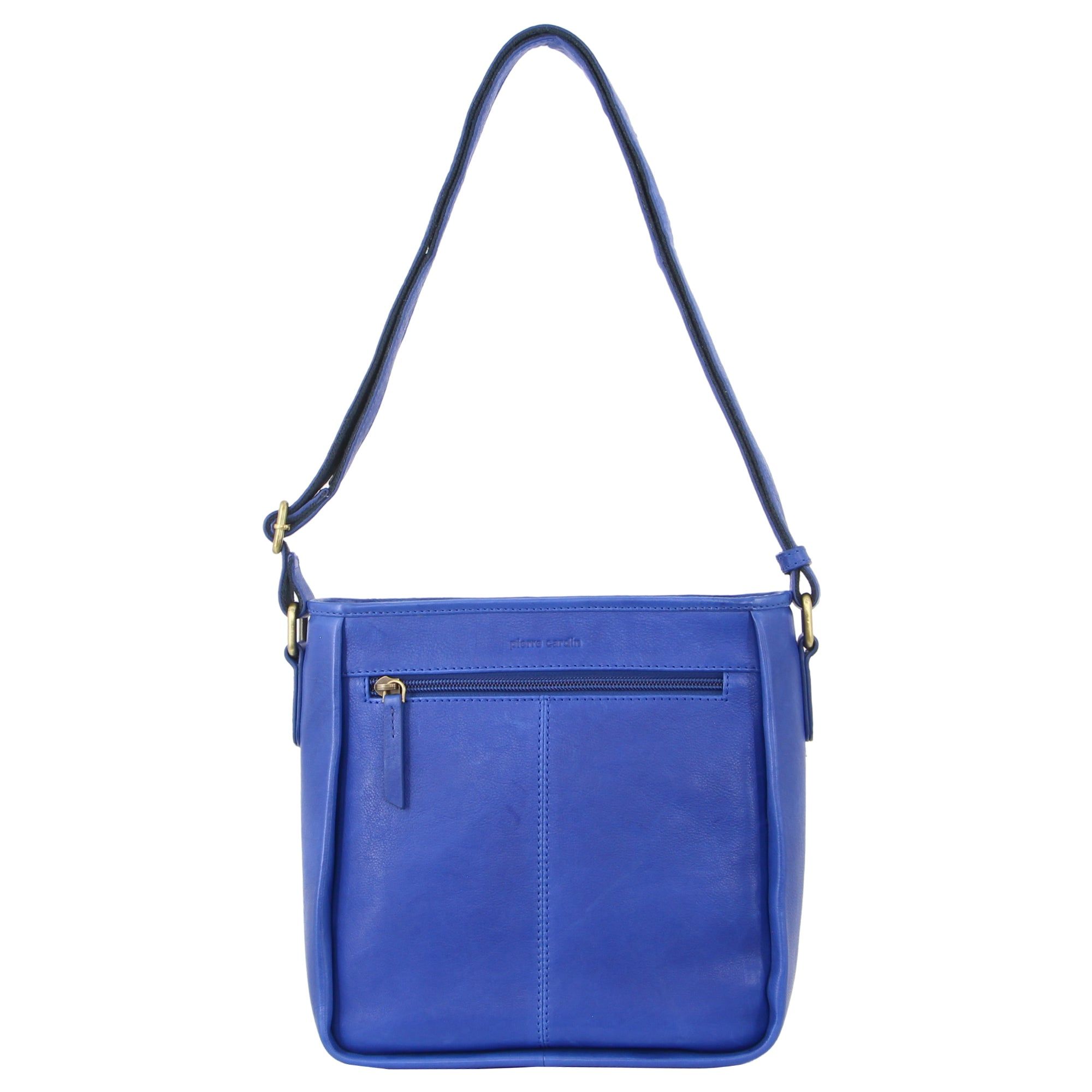 Pierre Cardin Woven Embossed Leather Cross-Body Bag Royal Blue | TNXJE3192