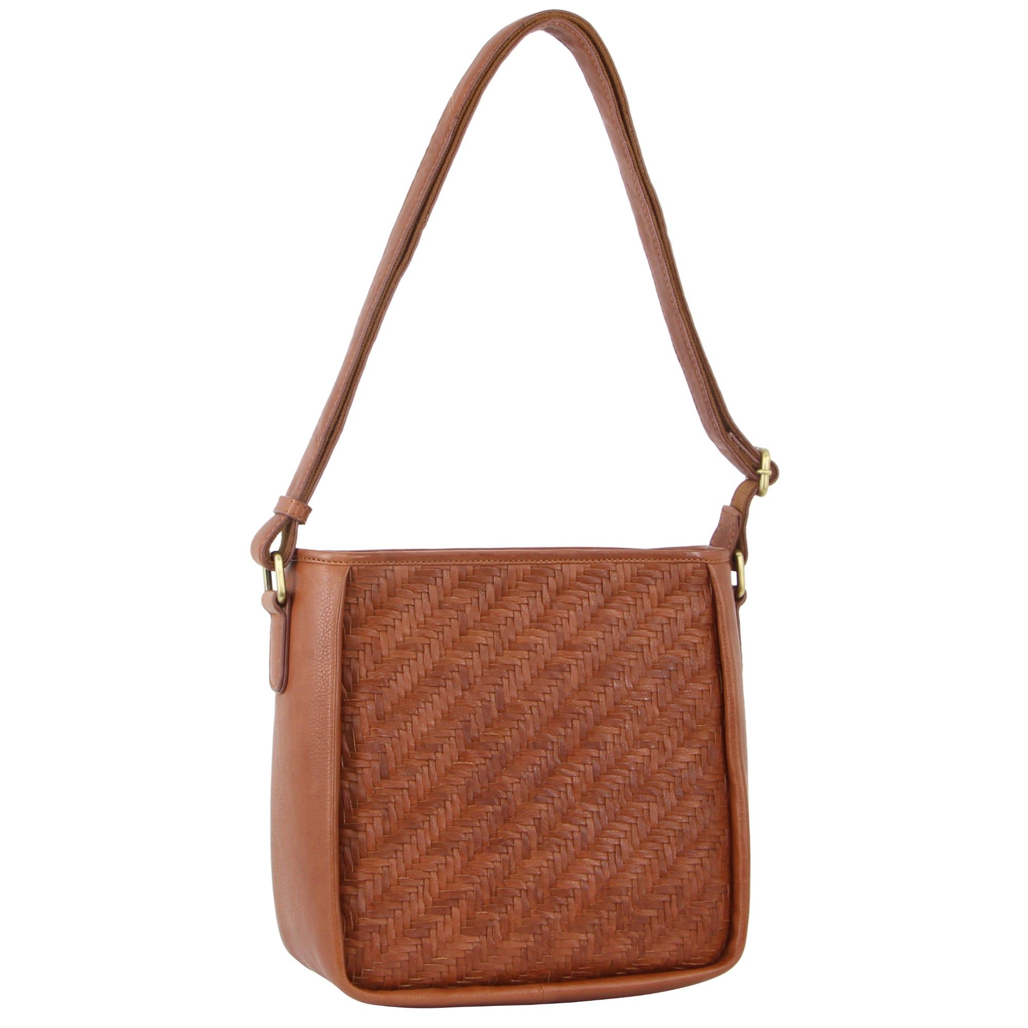 Pierre Cardin Woven Embossed Leather Cross-Body Bag Brown | YEQVT1295