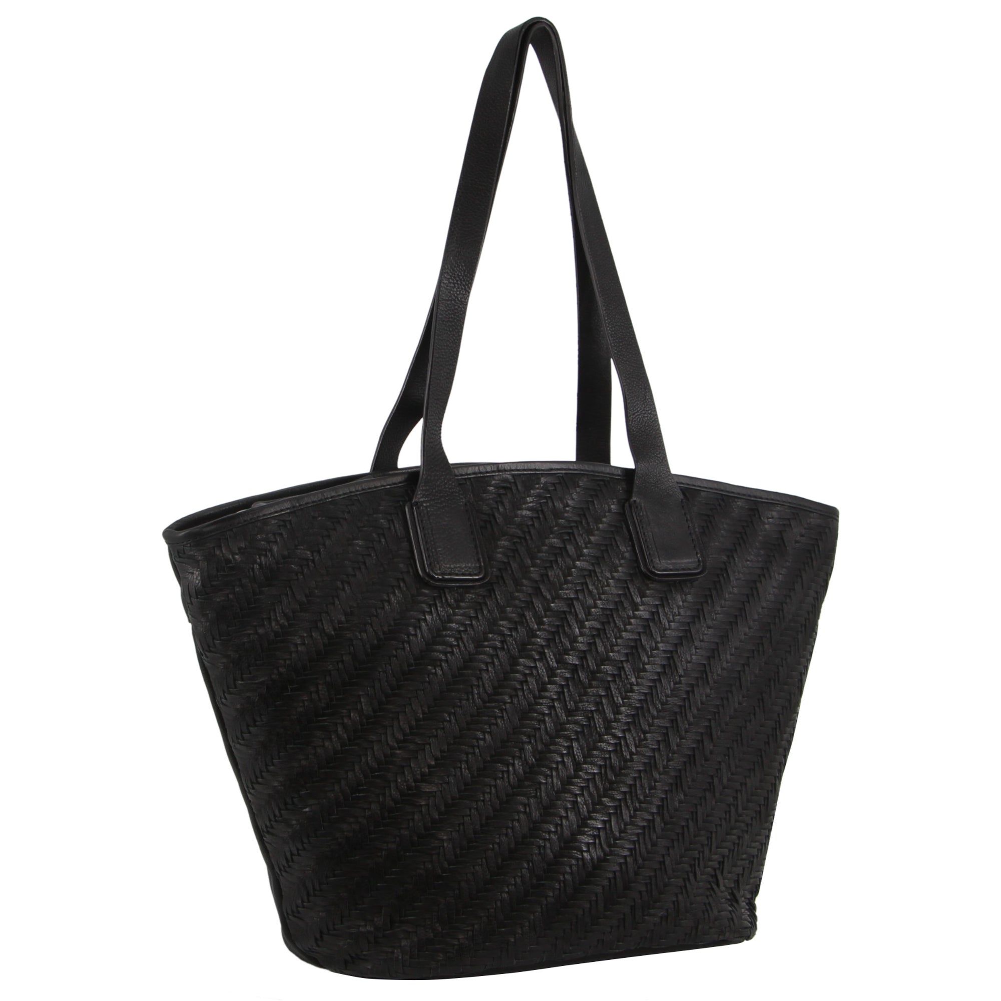 Pierre Cardin Woven Embossed Leather Shoulder Bag Black | HZMOF5461