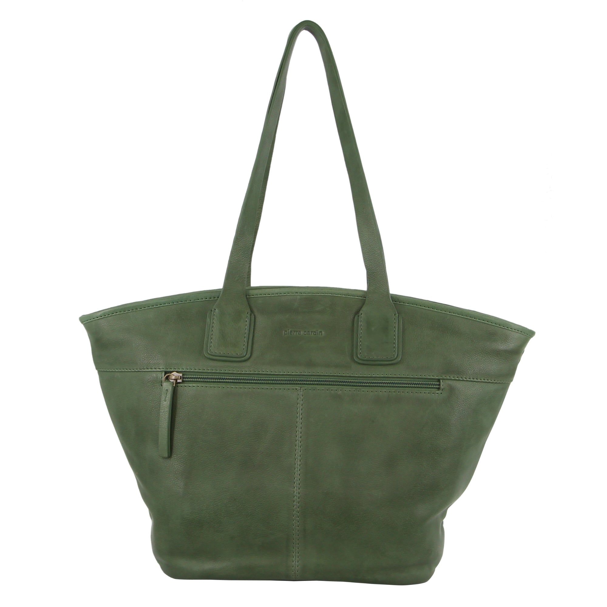 Pierre Cardin Woven Embossed Leather Shoulder Bag Green | MRKUX1729