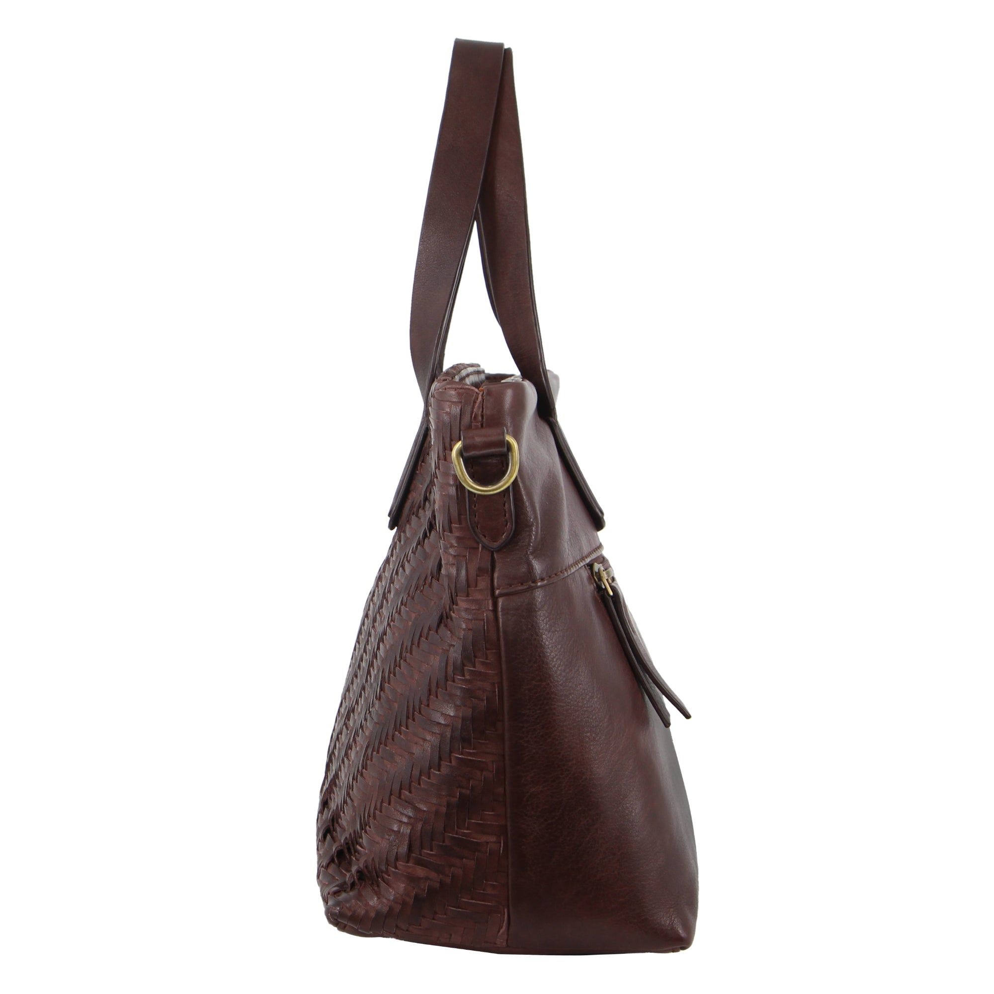 Pierre Cardin Woven Embossed Leather Tote Bag Burgundy | HRKWE6038