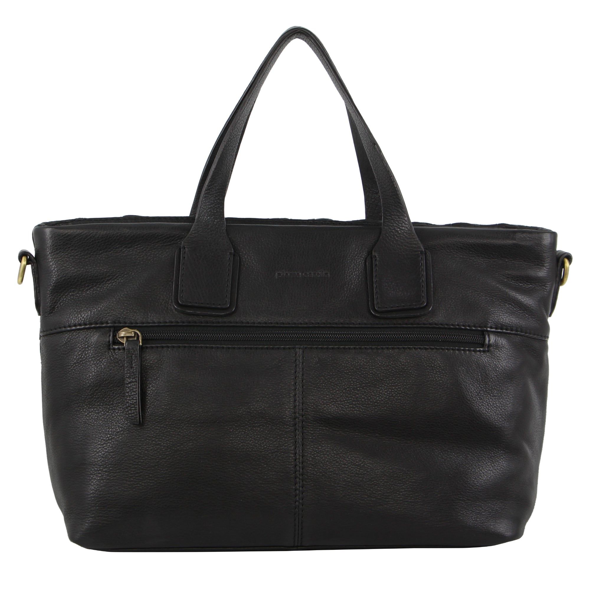 Pierre Cardin Woven Embossed Leather Tote Bag Black | WUTMD1796