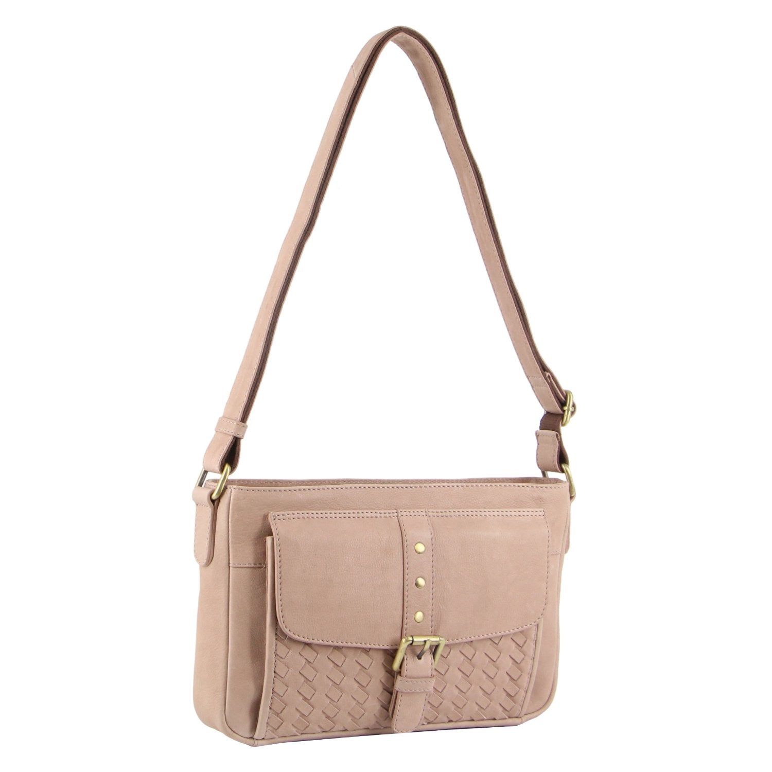 Pierre Cardin Woven Leather Cross-Body Bag Pink | YUEMQ6179