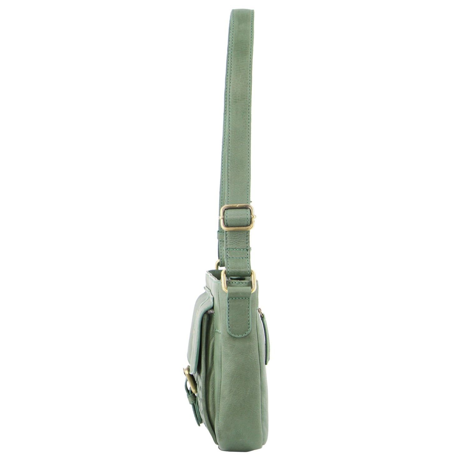 Pierre Cardin Woven Leather Crossbody Bag Green | RVGMT8451