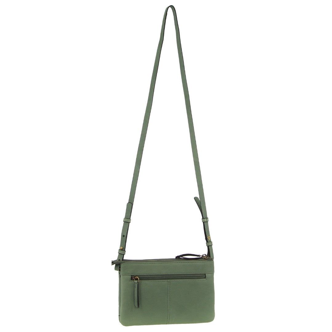 Pierre Cardin leather Pleated-Design Cross-Body Bag Olive | SAIPM6758