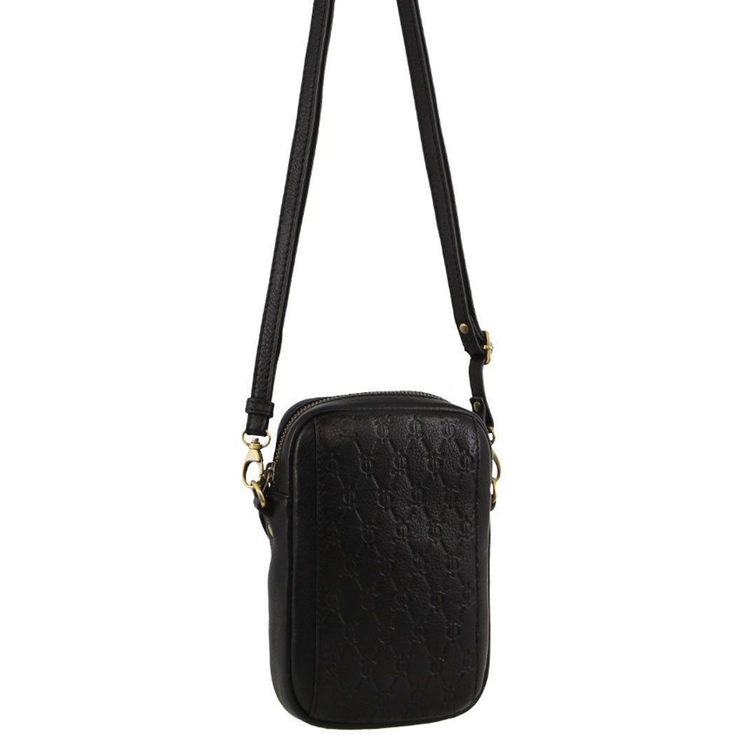 Pierre Cardin leather Textured Design Phone Bag Black | TIOFK8236